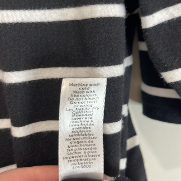 Jacob Striped Drop Shoulder Short Sleeve T-Shirt Black White Cotton Modal M - Picture 8 of 11